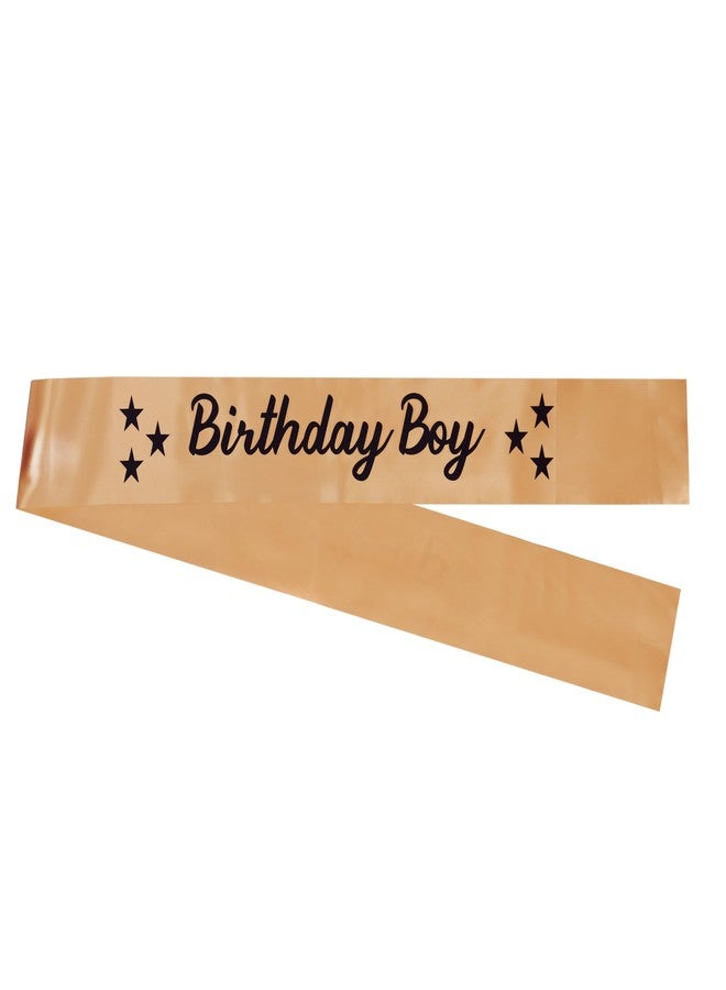 Decofy Happy Birthday Sash For Boys & Mens | Crown For Baby Boys King Adult Mens Suitable to everone -GOLD Sash BOY - Image 1